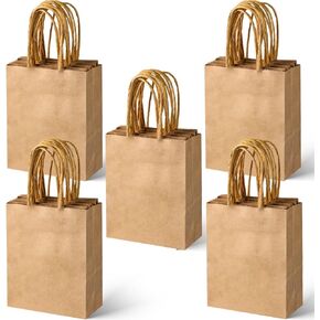 SPERPAND 60 Pack Mini Brown Paper Bags - 6.5" Small Gift Bags for Birthday, Baby Shower, Christmas, Wedding, Party Favor Bags