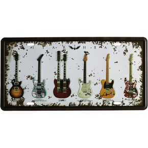 SUMIK Guitar Rock Music Metal Tin Sign, Vintage Art Poster Plaque Bedroom Den Home Bar Wall Decor
