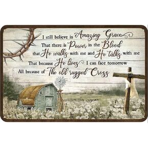 Krouterebs Funny Tin Sign I Still Believe in Amazing Grace Christian Christian Vintage Metal Sign Gift Bedroom Retro Novelty Cafe Store Tin Signs 8x12 Inch