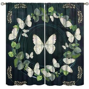 Red and Black Rose Curtains,Red Rose Blooming Women Bedroom Decor Grommet Shading Curtains Printed Decorative Curtains for Women Bedroom Living Room 21x45in,2 Panel Set