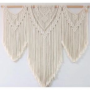FZHLR Macrame Wall Hanging large 44"X38" Boho Home Wall Decor Geometric Woven Tapestry Cotton Above Headboard Wedding Balcony Bedroom Living Room Apartment Nursery,Beige A