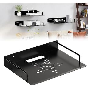 Floating Shelves for Projector, Metal Wifi Router Shelf, Cable Box Wall Mount shelf, Dvd Player Shelf, Shelf Under Tv Wall Mount for Tv Box/Game Console/Speaker,Wall mounted Floating Stand/Holder-2pcs