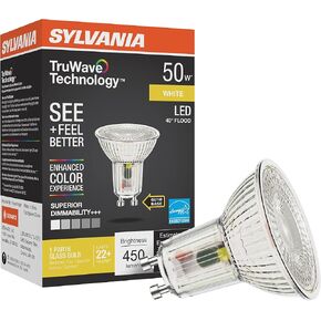 Sylvania TruWave PAR16 LED Light Bulb, 50W = 6W, GU10 Bi-Pin Base, Dimmable, 3000K, White - 1 Pack (40932)