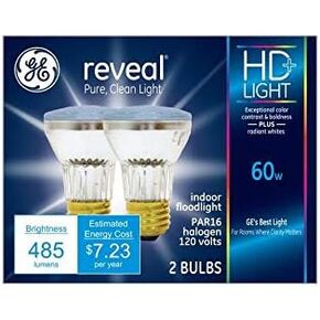 GE Reveal 60-Watt EQ PAR16 Dimmable Color-Enhancing Reflector Appliance Halogen Light Bulb (2-Pack)