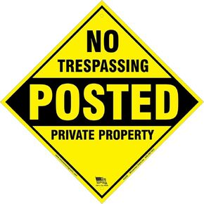 | HEAVY GAUGE Single No Trespassing Posted Private Property Yellow Aluminum Sign 12" x 12" x .032" (Yellow)