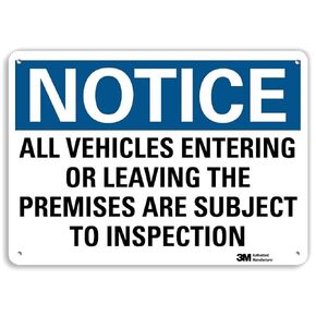 SmartSign “Notice - All Vehicles Entering Or Leaving The Premises are Subject to Inspection" Sign | 10" x 14" 3M Reflective Aluminum