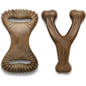 Benebone 2-Pack Maplestick/Zaggler Durable Dog Chew Toys, Real Maplewood, Real Bacon, Made in USA Small