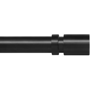 Ivilon Curtain Rods for Windows - Stepped End Cap, 1 inch Diameter, Telescoping Adjustable Curtain Rod, 72 to 144 Inches. Color Black