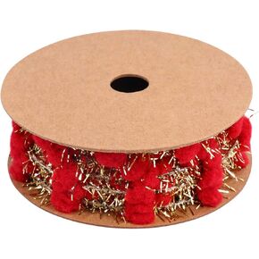 Healifty Christmas Gifts Christmas Pom Pom Ribbon Glitter Fuzzy Balls Ribbon Xmas Tree Decorative Ribbon Tinsel Wire Garland DIY Craft Packing Ribbon White Christmas Decor