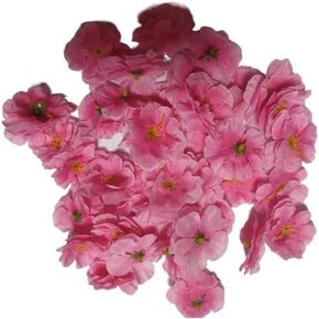 Artificial Silk Cherry Blossom Flowers Heads, 50PCS Artificial Cherry Blossom Flower, Cherry Blossom Fake Silk for Bridal Hair Clips Headbands Dress DIY Accessories Wedding Party(Pink)