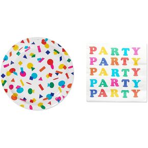 American Greetings Rainbow Party Supplies, Dessert Plates (36-Count) and Lunch Napkins (50-Count)