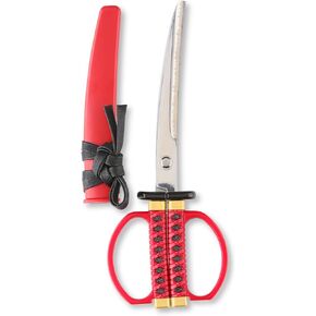 Japanese Samurai Sword Scissors with Blade Pattern of Sanbonsugi - Black, 3.5 inch, Made in Seki Japan