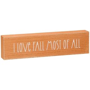 Collins Painting "I Love Fall Most of All" Weathered Wood Block Sign Shelf Sitter - Wooden Tabletop Fall Signs - Rustic Fall Home Décor for Autumn