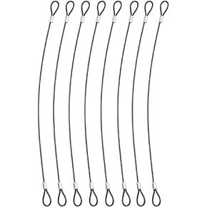 AnRui 8 Pcs 2mm Lock Cables with Loops Black Vinyl Coated Stainless Steel Security Wire Rope Lanyard Cable Lock Chain Link for Luggage, Outdoor Gate, Fence, 12 Inch Length