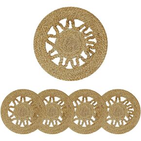 Jute Runner Table 13x36 inches Decorative Rustic Oval Runners Made of Organic Eco Friendly Natural Hand-Woven Jute Runner Area Rug for Indoor Dining Table (Oval Link, 13"X36")