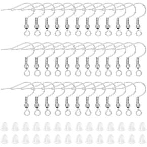 UNICRAFTALE 300pcs 15mm Long Stainless Steel Ear Wire Hooks Metal Hypoallergenic French Earring Hooks with Horizontal Loops Dangle Earrings Wire for Earring Jewelry Making Findings