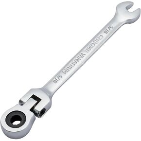 Pilida 7/16 Inch Flex-Head Ratcheting Combination Wrench,SAE Industrial Grade Wrench 12 -Point Design 72 -Teeth Ratchet CR-V Steel Spanner