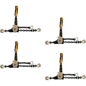 Mytee Products (2 Pack) 3/8" - 1/2" EZ Ratchet Chain Binder with Grab Hooks & 6600 lbs WLL - Heavy Duty Tie Down Ratchet Load Binder for Flatbed Trailers & Trucks