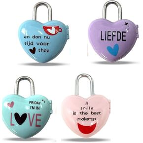 HomeSoGood 4Pcs Mini Heart Shape Password Lock,Zinc Alloy 2-Digit Code Combination Lock,Cute Heart Shape Love Padlock for Travel Bags/Suitcase/Lockers/Backpacks