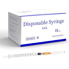 Disposable Syringe with 25Ga 1.0 Inch, Luer Lock Syringes, Individually Wrapped Lab Supplies (1ml-50pcs)