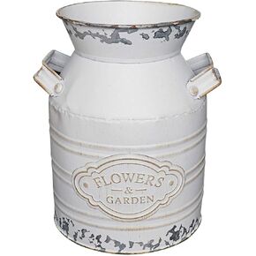 Soyizom Vintage Rustic Farmhouse Galvanized Metal Shabby Chic Flower Vase Watering Can Tin Jug French Style Bucket Pot Pitcher Flower Holder Vase with Handle for Kitchen Garden Decor —Large,9.8" H