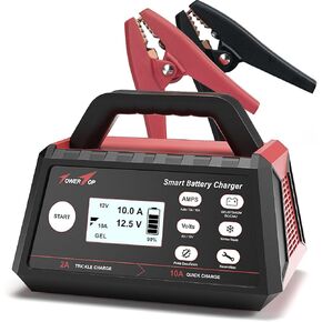 TowerTop 2/15/25 Amp Car Battery Charger, 6V/12V Fully Automatic Smart Battery Maintainer with Engine Start, Auto Desulfator, Battery Repair, Winter Mode, for All Lead-Acid and LiFePO4 Batteries