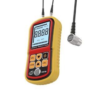 GM100 Digital Ultrasonic Thickness Gauge Meter, Range 0.047 to 8.85in, for Measuring Metal and Nonmetal Aluminum, Zinc, Silver, Gold, Tin, Iron, Steel, Copper, PVC, Glass, Zirconium, Nylon