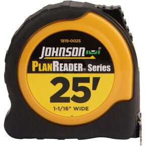 Johnson Level & Tool 1819-0025 PlanReader Power Tape, 25', Black, 1 Tape
