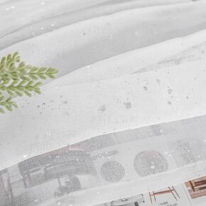 H.ebony Silver White Sheer Curtains 84 Inch Length, Metallic Silver Foil Print Sparkle Sheer Curtains for Bedroom, Rod Pocket Silver Shimmer Curtains for Windows, 52 x 84 Inch, 2 Panels, Gray White