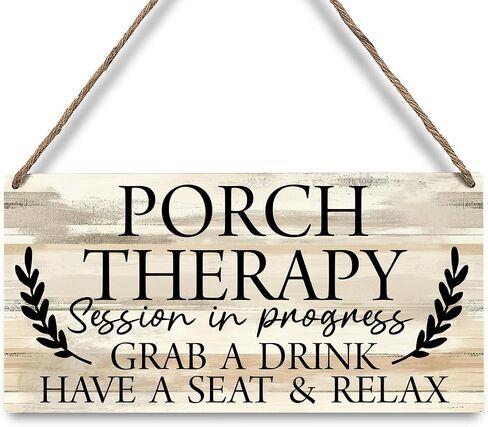 JXREQ Welcome Porch Sign Front Door Decor Wooden Hanging Wall Decor, Front Back Porch Patio Decoration Deck Bar Garden Backyard Decor, Porch Therapy Session in Progress Sign, 12x6 Inch in Saudi Arabia