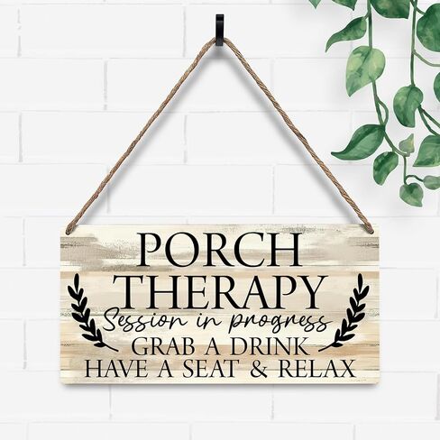 JXREQ Welcome Porch Sign Front Door Decor Wooden Hanging Wall Decor, Front Back Porch Patio Decoration Deck Bar Garden Backyard Decor, Porch Therapy Session in Progress Sign, 12x6 Inch in Saudi Arabia