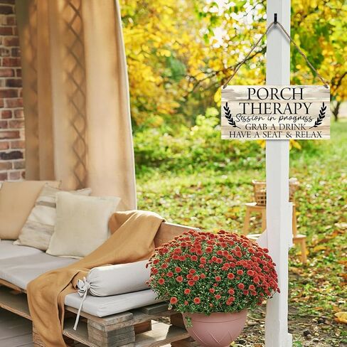 JXREQ Welcome Porch Sign Front Door Decor Wooden Hanging Wall Decor, Front Back Porch Patio Decoration Deck Bar Garden Backyard Decor, Porch Therapy Session in Progress Sign, 12x6 Inch in Saudi Arabia