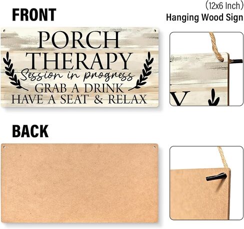 JXREQ Welcome Porch Sign Front Door Decor Wooden Hanging Wall Decor, Front Back Porch Patio Decoration Deck Bar Garden Backyard Decor, Porch Therapy Session in Progress Sign, 12x6 Inch in Saudi Arabia