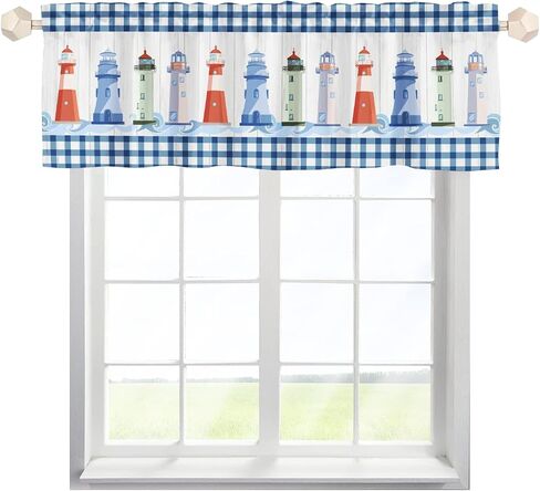 Lighthouse Kitchen Curtains Valances, Coastal Nautical Window Valances Rod Pocket, Ocean Theme Window Topper Curtain for Living Room Bedroom Bathroom 54x18 inch, 1 Panel in Saudi Arabia