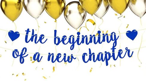 لافتة بعبارة The Beginning of A New Chapter، وداعا! حظا سعيدا! لافتة زينة للتخرج والتقاعد وحفلات استقبال المولود الجديد والخطوبة ومستلزمات الحفلات بلون احمر لامع in Kuwait