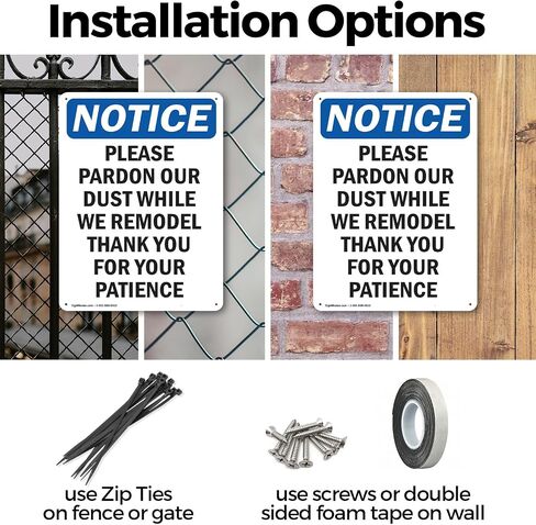 (2 Pack) Please Pardon Our Dust While We OSHA Notice Sign 7 Inch X 10 Inch Plastic Sign, Weather Resistant, UV Protected for Workplace, Business, and Construction Site, Made in the USA in Saudi Arabia