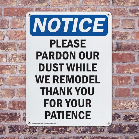 (2 Pack) Please Pardon Our Dust While We OSHA Notice Sign 7 Inch X 10 Inch Plastic Sign, Weather Resistant, UV Protected for Workplace, Business, and Construction Site, Made in the USA in Saudi Arabia