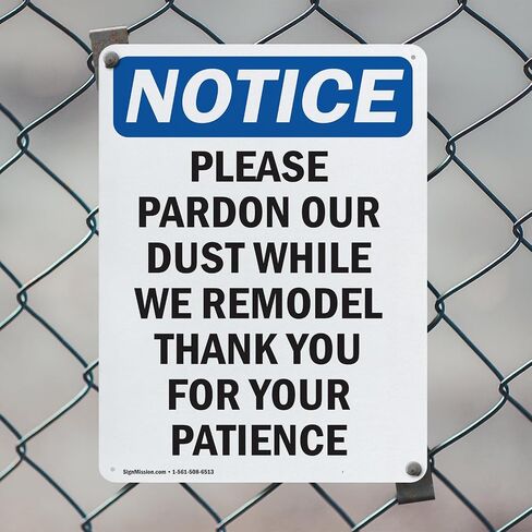 (2 Pack) Please Pardon Our Dust While We OSHA Notice Sign 7 Inch X 10 Inch Plastic Sign, Weather Resistant, UV Protected for Workplace, Business, and Construction Site, Made in the USA in Saudi Arabia