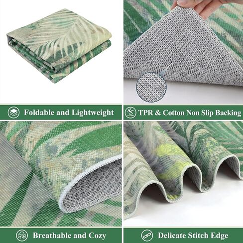 Vaukki Patio Outdoor Rug, Non Slip Picnic Outdoor Rug for Patio, Leaf Washable Outside Deck Area Rug, Outdoor Camping Carpet for RV, Deck, Camping and Patio (Green, 8'x10') in Saudi Arabia