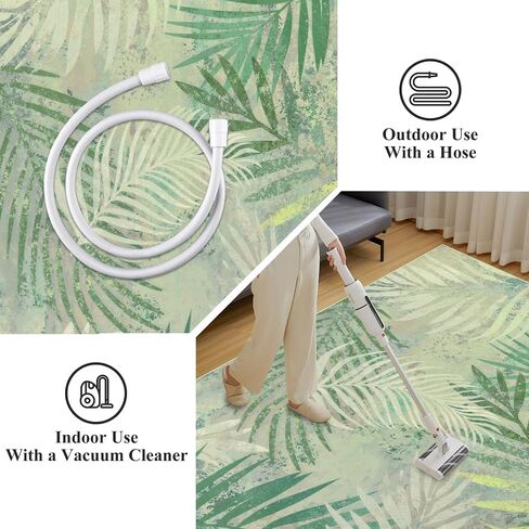 Vaukki Patio Outdoor Rug, Non Slip Picnic Outdoor Rug for Patio, Leaf Washable Outside Deck Area Rug, Outdoor Camping Carpet for RV, Deck, Camping and Patio (Green, 8'x10') in Saudi Arabia