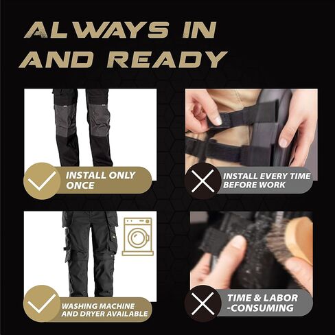 Knee Pad Inserts for Work Pants/Bibs, Uniforms, and Tactical Pants, Breathable Knee Pads Inserts for Construction, Flooring, and Garage, Black, 11.5''×7.9''×0.45'' 1 Pair in Saudi Arabia