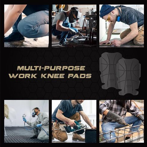 Knee Pad Inserts for Work Pants/Bibs, Uniforms, and Tactical Pants, Breathable Knee Pads Inserts for Construction, Flooring, and Garage, Black, 11.5''×7.9''×0.45'' 1 Pair in Saudi Arabia