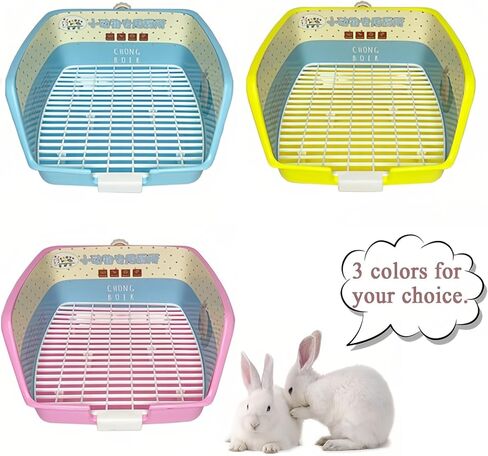kathson Rabbit Litter Box Toilet, Plastic Square Bunny Corner Litter Box, Pet Potty Trainer Box for Small Animal Guinea Pig Ferret Hamster Hedgehog (Pink) in Kuwait
