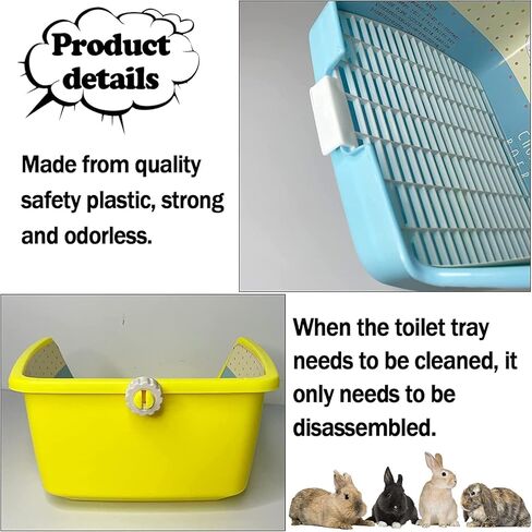 kathson Rabbit Litter Box Toilet, Plastic Square Bunny Corner Litter Box, Pet Potty Trainer Box for Small Animal Guinea Pig Ferret Hamster Hedgehog (Pink) in Kuwait