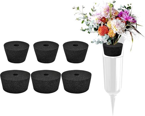 مجموعة من 6 مزهريات رغوية زهرية حامل زهور مقبرة مستديرة كبيرة مقاس 4.4 بوصة مزهرية قبر سوداء مع فتحات صغيرة مقاس 2.36 بوصة ديكورات قبر خارجية قابلة لإعادة الاستخدام مزهريات زهور تذكارية للمقبرة in Kuwait