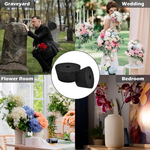 مجموعة من 6 مزهريات رغوية زهرية حامل زهور مقبرة مستديرة كبيرة مقاس 4.4 بوصة مزهرية قبر سوداء مع فتحات صغيرة مقاس 2.36 بوصة ديكورات قبر خارجية قابلة لإعادة الاستخدام مزهريات زهور تذكارية للمقبرة in Kuwait