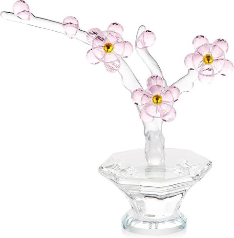 YWHL Crystal Forget Me Not Flowers Figurines Decor, Glass Forget Me Not Gifts for Mom Wife Girlfriend, Handmade Flower Collectible Ornaments Decor in Saudi Arabia