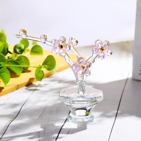 YWHL Crystal Forget Me Not Flowers Figurines Decor, Glass Forget Me Not Gifts for Mom Wife Girlfriend, Handmade Flower Collectible Ornaments Decor in Saudi Arabia