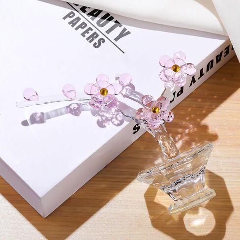 YWHL Crystal Forget Me Not Flowers Figurines Decor, Glass Forget Me Not Gifts for Mom Wife Girlfriend, Handmade Flower Collectible Ornaments Decor in Saudi Arabia