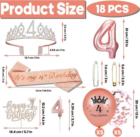 100th Birthday Sash and Tiara for Women, 100th Birthday Sash, 100th Birthday Crown, 100th Birthday Cake Topper, Balloons, Pin and Candle Set, Rose Gold in Saudi Arabia